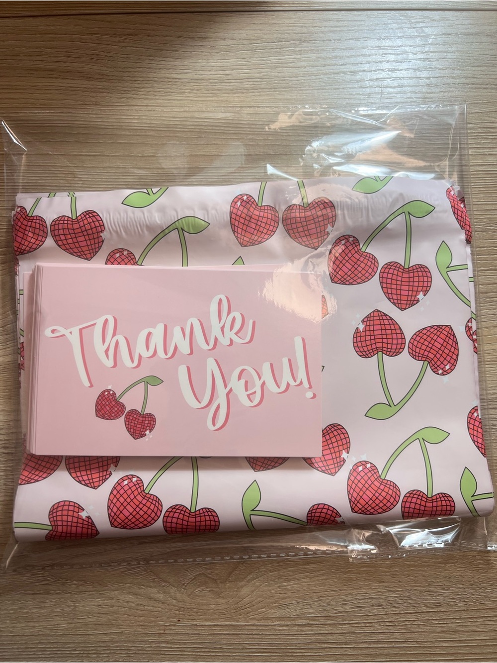 25 Cherry 10x13 Poly Mailers & 25 Thank You Cards 50PC Shipping Bundle